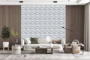3D Wall Panels - Industrial Wavey Paintable White PVC Wall Paneling for Interior Wall Decor, 19.7 in x 19.7 in, Covers 2.7 sq. ft.
