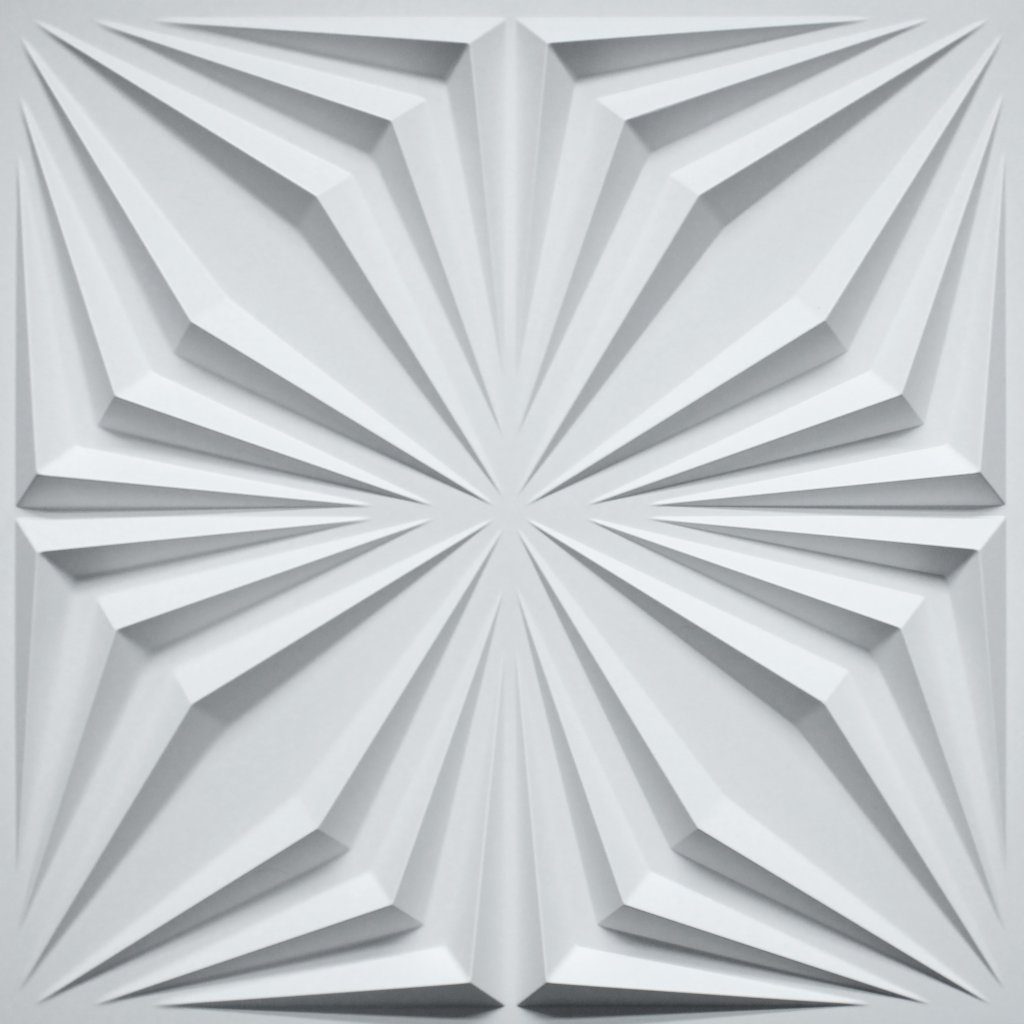 3D Wall Panels – Contemporary Abstract Paintable White PVC Wall Paneling for Interior Wall Decor, 19.7 in x 19.7 in, Covers 2.7 sq. ft.