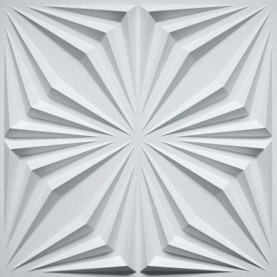 3D Wall Panels - Contemporary Abstract Paintable White PVC Wall Paneling for Interior Wall Decor, 19.7 in x 19.7 in, Covers 2.7 sq. ft.