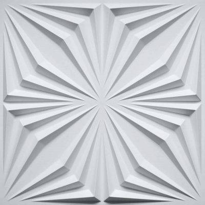 3D Wall Panels - Contemporary Abstract Paintable White PVC Wall Paneling for Interior Wall Decor, 19.7 in x 19.7 in, Covers 2.7 sq. ft.