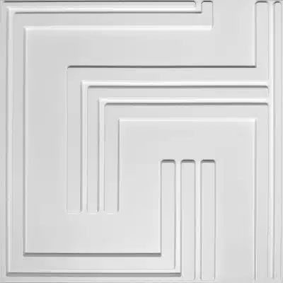 3D Wall Panels - Geometric Abstract Paintable White PVC Wall Paneling for Interior Wall Decor, 19.7 in x 19.7 in, Covers 2.7 sq. ft. - Single