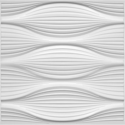 3D Wall Panels - Industrial Wave Paintable White PVC Wall Paneling for Interior Wall Decor, 19.7 in x 19.7 in, Covers 2.7 sq. ft. - Single
