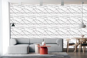 3D Wall Panels - Modern Trusan Paintable White PVC Wall Paneling for Interior Wall Decor, 19.7 in x 19.7 in, Covers 2.7 sq. ft. - Single