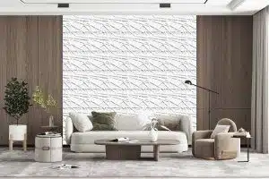 3D Wall Panels - Modern Trusan Paintable White PVC Wall Paneling for Interior Wall Decor, 19.7 in x 19.7 in, Covers 2.7 sq. ft. - Single