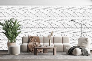 3D Wall Panels - Modern Trusan Paintable White PVC Wall Paneling for Interior Wall Decor, 19.7 in x 19.7 in, Covers 2.7 sq. ft. - Single