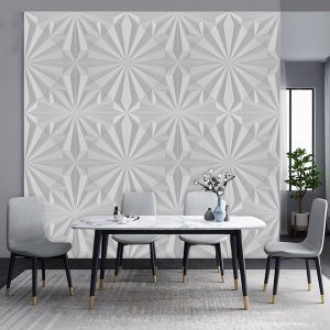 3D Wall Panels - Abstract Diamond Paintable White PVC Wall Paneling for Interior Wall Decor, 19.7 in x 19.7 in, Covers 2.7 sq. ft.