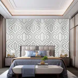 3D Wall Panels - Modern Waves Paintable White PVC Wall Paneling for Interior Wall Decor, 19.7 in x 19.7 in, Covers 2.7 sq. ft. - Single