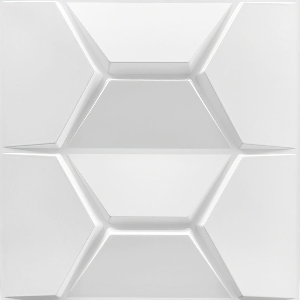 3D Wall Panels – Modern Trapezium Paintable White PVC Wall Paneling for Interior Wall Decor, 19.7 in x 19.7 in, Covers 2.7 sq. ft.