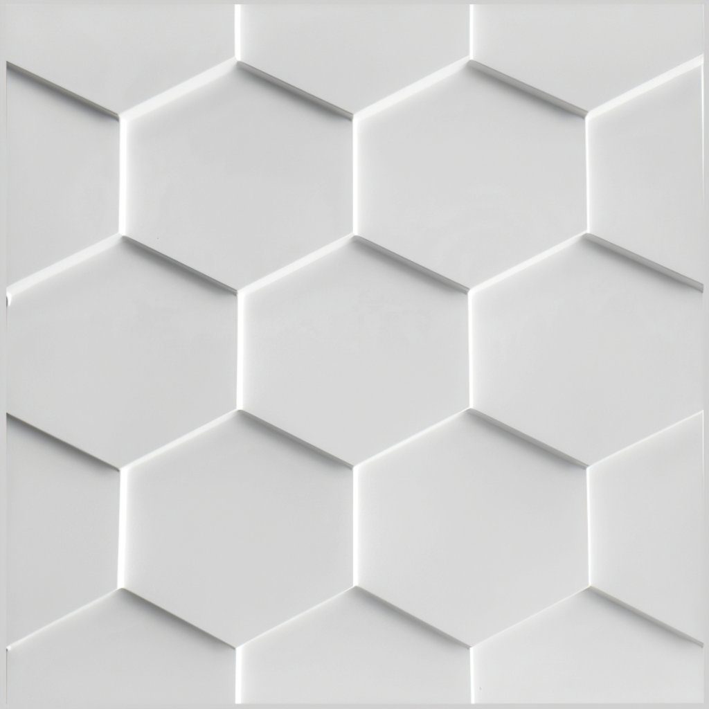 3D Wall Panels – Modern Honeycomb Paintable White PVC Wall Paneling for Interior Wall Decor, 19.7 in x 19.7 in, Covers 2.7 sq. ft.