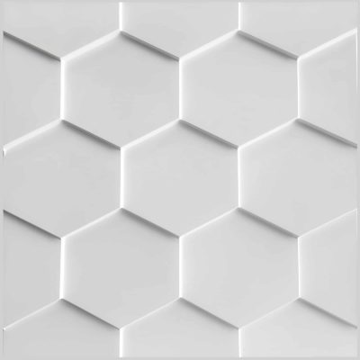 3D Wall Panels - Modern Honeycomb Paintable White PVC Wall Paneling for Interior Wall Decor, 19.7 in x 19.7 in, Covers 2.7 sq. ft. - Single
