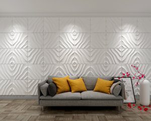 3D Wall Panels - Contemporary Stripes Paintable White PVC Wall Paneling for Interior Wall Decor, 19.7 in x 19.7 in, Covers 2.7 sq. ft.