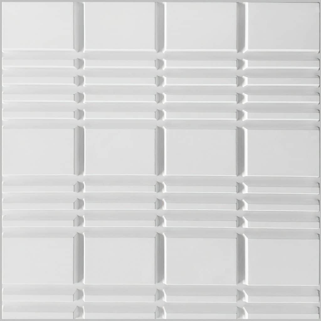 3D Wall Panels – Modern Plaid Paintable White PVC Wall Paneling for Interior Wall Decor, 19.7 in x 19.7 in, Covers 2.7 sq. ft.
