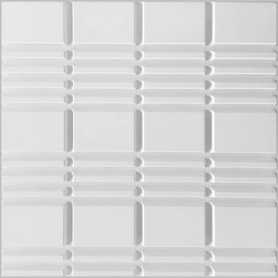 3D Wall Panels - Modern Plaid Paintable White PVC Wall Paneling for Interior Wall Decor, 19.7 in x 19.7 in, Covers 2.7 sq. ft. - Single