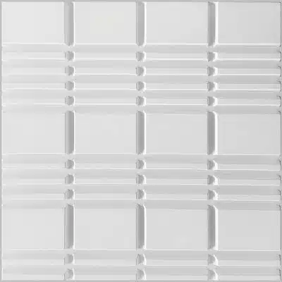 3D Wall Panels - Modern Plaid Paintable White PVC Wall Paneling for Interior Wall Decor, 19.7 in x 19.7 in, Covers 2.7 sq. ft. - Single