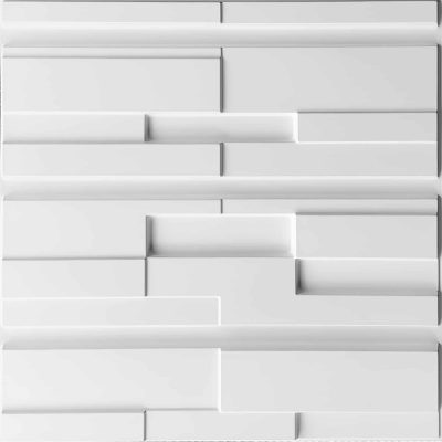 3D Wall Panels - Contemporary Bricks Paintable White PVC Wall Paneling for Interior Wall Decor, 19.7 in x 19.7 in, Covers 2.7 sq. ft.