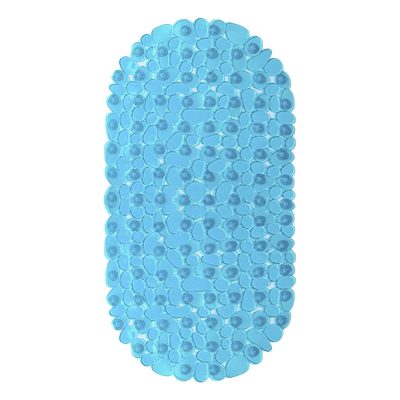 Shower Mat with Suction Cups - 27" x 14", Modern Light Blue Waterproof Non-Slip Quick Dry Dirt Resistant Perfect for Bathroom, Bathtub and Shower