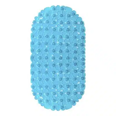 Shower Mat with Suction Cups - 27" x 14", Modern Light Blue Waterproof Non-Slip Quick Dry Dirt Resistant Perfect for Bathroom, Bathtub and Shower