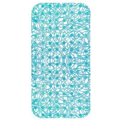 Shower Mat with Suction Cups - 28" x 14", Modern Light Blue Waterproof Non-Slip Quick Dry Dirt Resistant Perfect for Bathroom, Bathtub and Shower