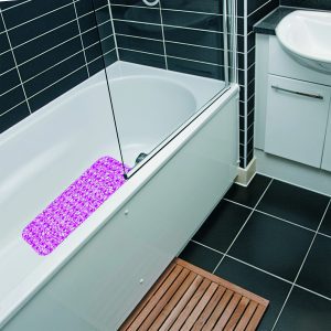 Shower Mat with Suction Cups - 28" x 14", Glam Light Purple Waterproof Non-Slip Quick Dry Dirt Resistant Perfect for Bathroom, Bathtub and Shower