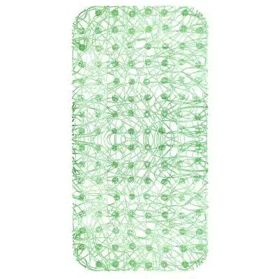 Shower Mat with Suction Cups - 28" x 14", Modern Green Waterproof Non-Slip Quick Dry Dirt Resistant Perfect for Bathroom, Bathtub and Shower