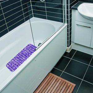 Shower Mat with Suction Cups - 28" x 14", Glam Purple Waterproof Non-Slip Quick Dry Dirt Resistant Perfect for Bathroom, Bathtub and Shower
