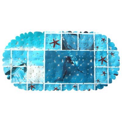 Ocean Bathtub and Shower Mat - 27" x 14" Blue Waterproof Non-Slip Quick Dry Rug, Non-Absorbent Dirt Resistant Perfect for Bathroom, Shower, Restroom and Bathtub