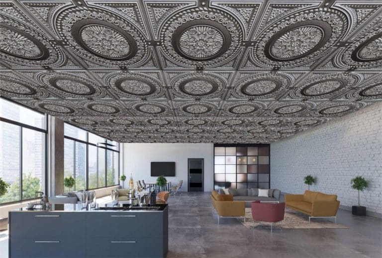 modern patchwork silver ceiling tiles