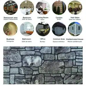 Dundee Deco 3D Wall Panels - Cladding, Charcoal Grey Stone Look Wall Paneling, Styrofoam Facing for Interior and Exterior Applications, DIY, Set of 10, Covers 54 sq ft