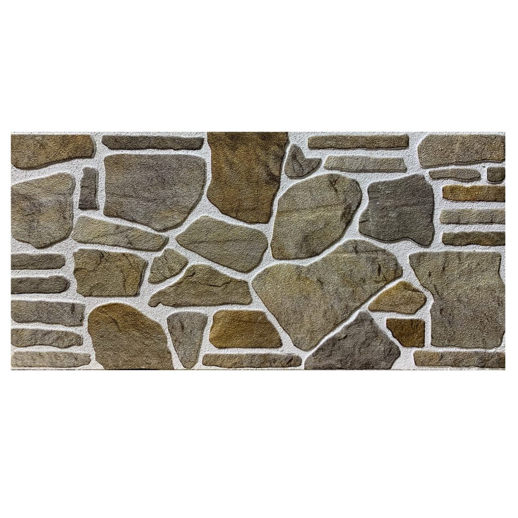 Dundee Deco 3D Wall Panels – Cladding, Grey Caramel White Stone Look Wall Paneling, Styrofoam Facing for Interior and Exterior Applications, DIY, Set of 10, Covers 54 sq ft