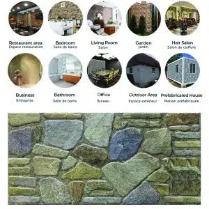 Dundee Deco 3D Wall Panels - Cladding, Blue Grey Buff Stone Look Wall Paneling, Styrofoam Facing for Interior and Exterior Applications, DIY, Set of 10, Covers 54 sq ft