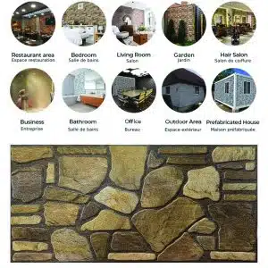 Dundee Deco 3D Wall Panels - Cladding, Brown Hazel Gold Stone Look Wall Paneling, Styrofoam Facing for Interior and Exterior Applications, DIY, Set of 10, Covers 54 sq ft