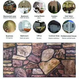 Dundee Deco 3D Wall Panels - Cladding, Mahogany Brown Stone Look Wall Paneling, Styrofoam Facing for Interior and Exterior Applications, DIY, Set of 10, Covers 54 sq ft