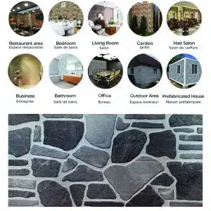 Dundee Deco 3D Wall Panels - Cladding, Charcoal Grey Silver Stone Look Wall Paneling, Styrofoam Facing for Interior and Exterior, DIY, Set of 10, Covers 54 sq ft