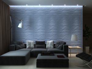Paintable Off White Abstract Waves Fiber 3D Wall Panel