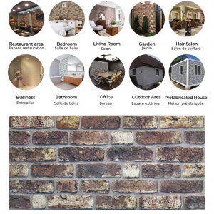 3D Wall Panels Brick Effect - Cladding, Grey Brown Stone Look Wall Paneling, Styrofoam Facing for Living room, Kitchen, Bathroom, Balcony, Bedroom, Set of 10, Covers 53 sq ft