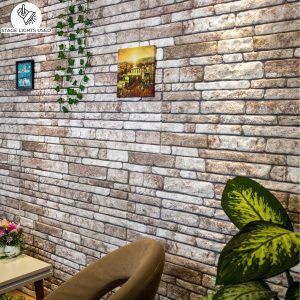 Outlet Light Brown Grey Brick Look Wall Paneling, Styrofoam Facing, Single Panel, Covers 5.4 sq ft