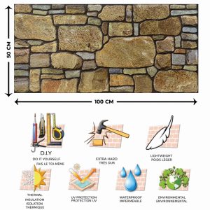 Outlet Gold Mauve Stone Look Wall Paneling, Styrofoam Facing, Single Panel, Covers 5.4 sq ft