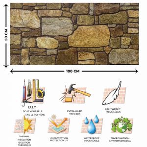 Outlet Gold Brown Stone Look Wall Paneling, Styrofoam Facing, Single Panel, Covers 5.4 sq ft