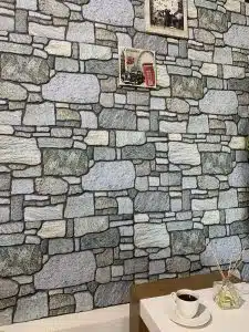 Outlet Pale Aquamarine Stone Look Wall Paneling, Styrofoam Facing, Single Panel, Covers 5.4 sq ft