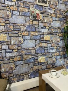 Outlet Periwinkle Ginger Stone Look Wall Paneling, Styrofoam Facing, Single Panel, Covers 5.4 sq ft