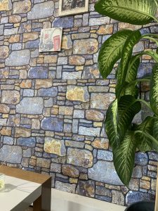 Outlet Periwinkle Ginger Stone Look Wall Paneling, Styrofoam Facing, Single Panel, Covers 5.4 sq ft