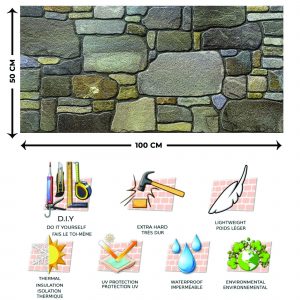 Outlet Lavender Grey Ecru Stone Look Wall Paneling, Styrofoam Facing, Single Panel, Covers 5.4 sq ft
