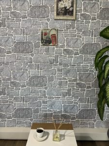 Outlet Blue Grey Stone Look Wall Paneling, Styrofoam Facing, Single Panel, Covers 5.4 sq ft