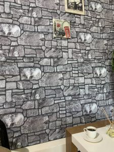 Outlet Charcoal Grey Stone Look Wall Paneling, Styrofoam Facing, Single Panel, Covers 5.4 sq ft