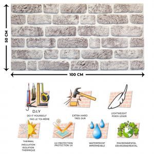 Outlet White Grey Brick Look Wall Paneling, Styrofoam Facing, Single Panel, Covers 5.4 sq ft