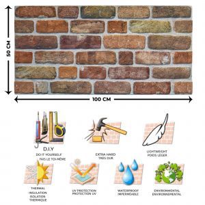 Outlet Brown Beige Brick Look Wall Paneling, Styrofoam Facing, Single Panel, Covers 5.4 sq ft