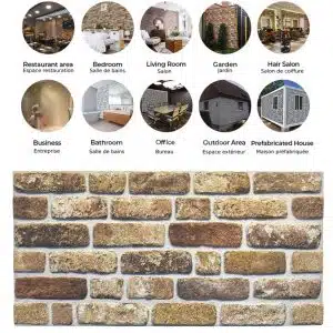 Outlet Light Brown Brick Look Wall Paneling, Styrofoam Facing, Single Panel, Covers 5.4 sq ft