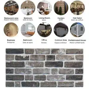 Outlet Grey Black Brick Look Wall Paneling, Styrofoam Facing, Single Panel, Covers 5.4 sq ft