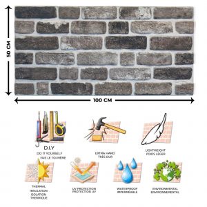 Outlet Grey Black Brick Look Wall Paneling, Styrofoam Facing, Single Panel, Covers 5.4 sq ft