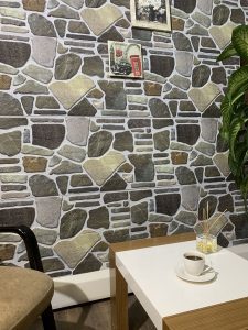 Outlet Charcoal Green Beige Stone Look Wall Paneling, Styrofoam Facing, Single Panel, Covers 5.4 sq ft